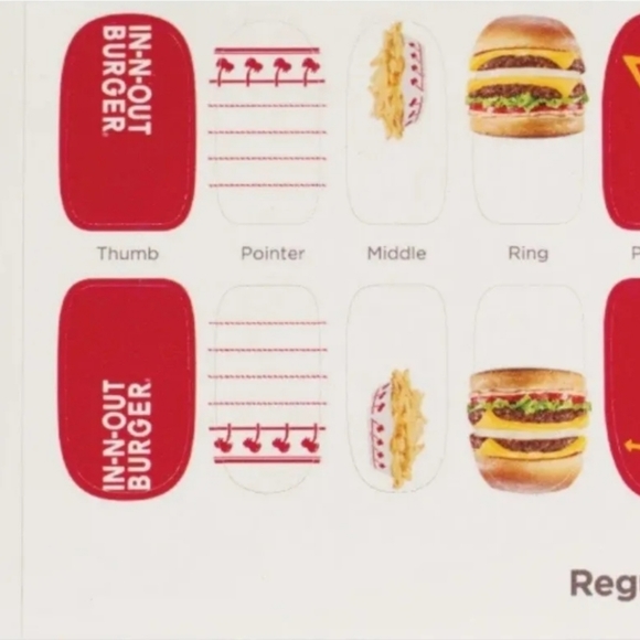 IN-N-OUT Burger Nail Decal Appliques With File 20 PreCut in Regular & Petite. - Picture 3 of 4
